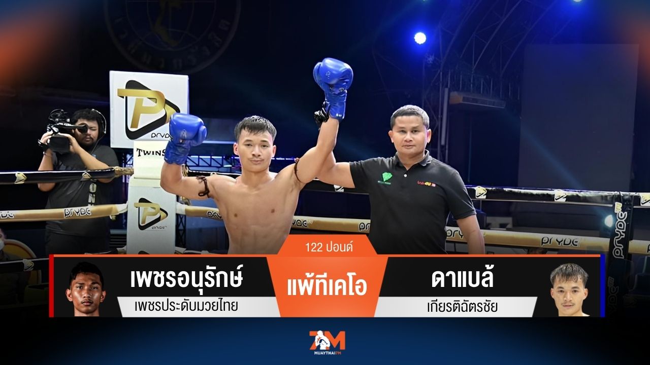 ผลมวยวันนี้ เพชรอนุรักษ์ เพชรประดับมวยไทย แพ้ทีเคโอยก 2 ดาแบล้ เกียรติฉัตรชัย