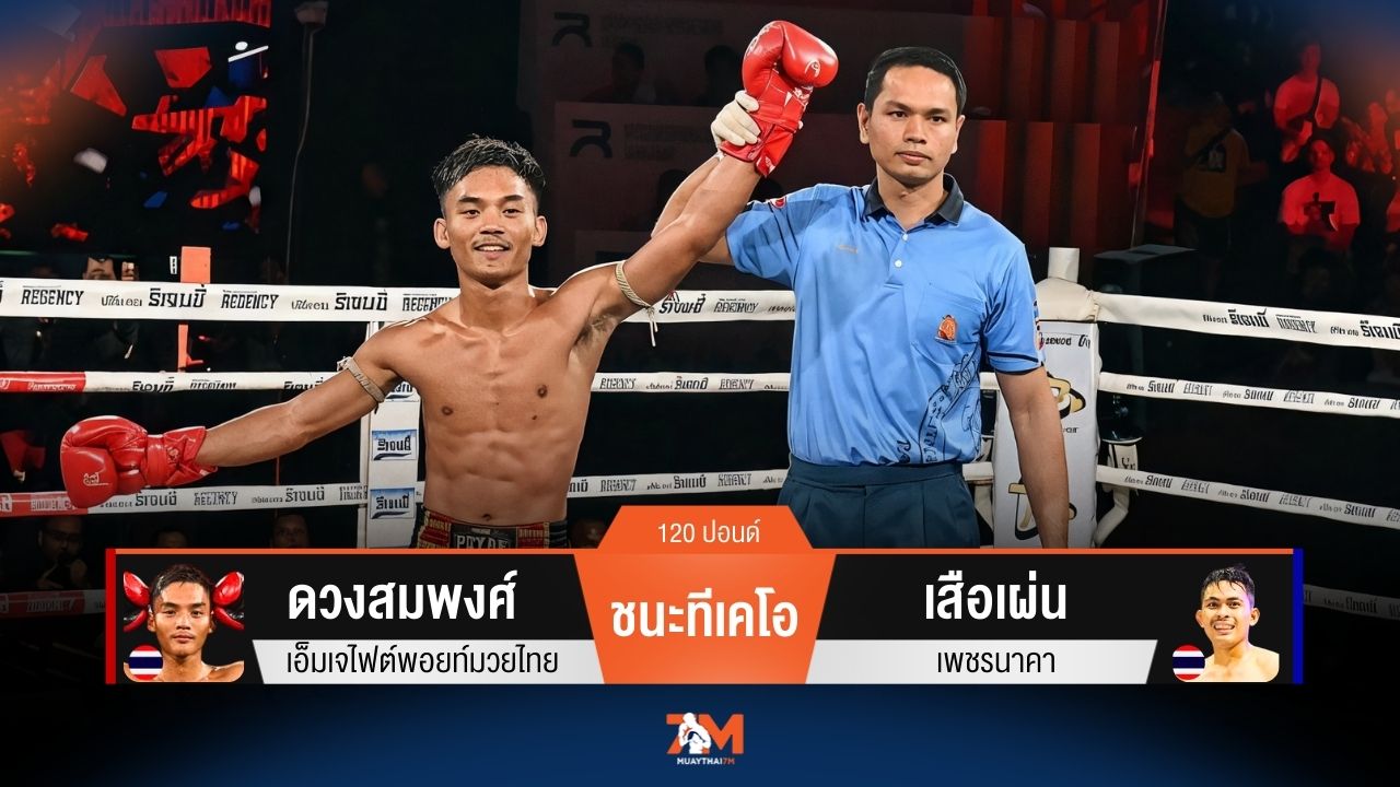 ผลมวยวันนี้ ดวงสมพงศ์ ซัดหมัดขวาชนะทีเคโอ เสือเผ่น ยก 3