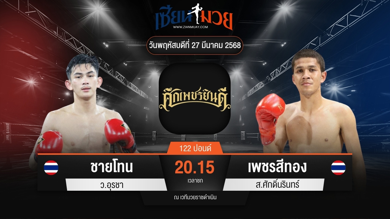 ไฮไลท์มวยศึกเพชรยินดี ระหว่าง ชายโทน ว.อุรชา พบ เพชรสีทอง ส.ศักดิ์นรินทร์